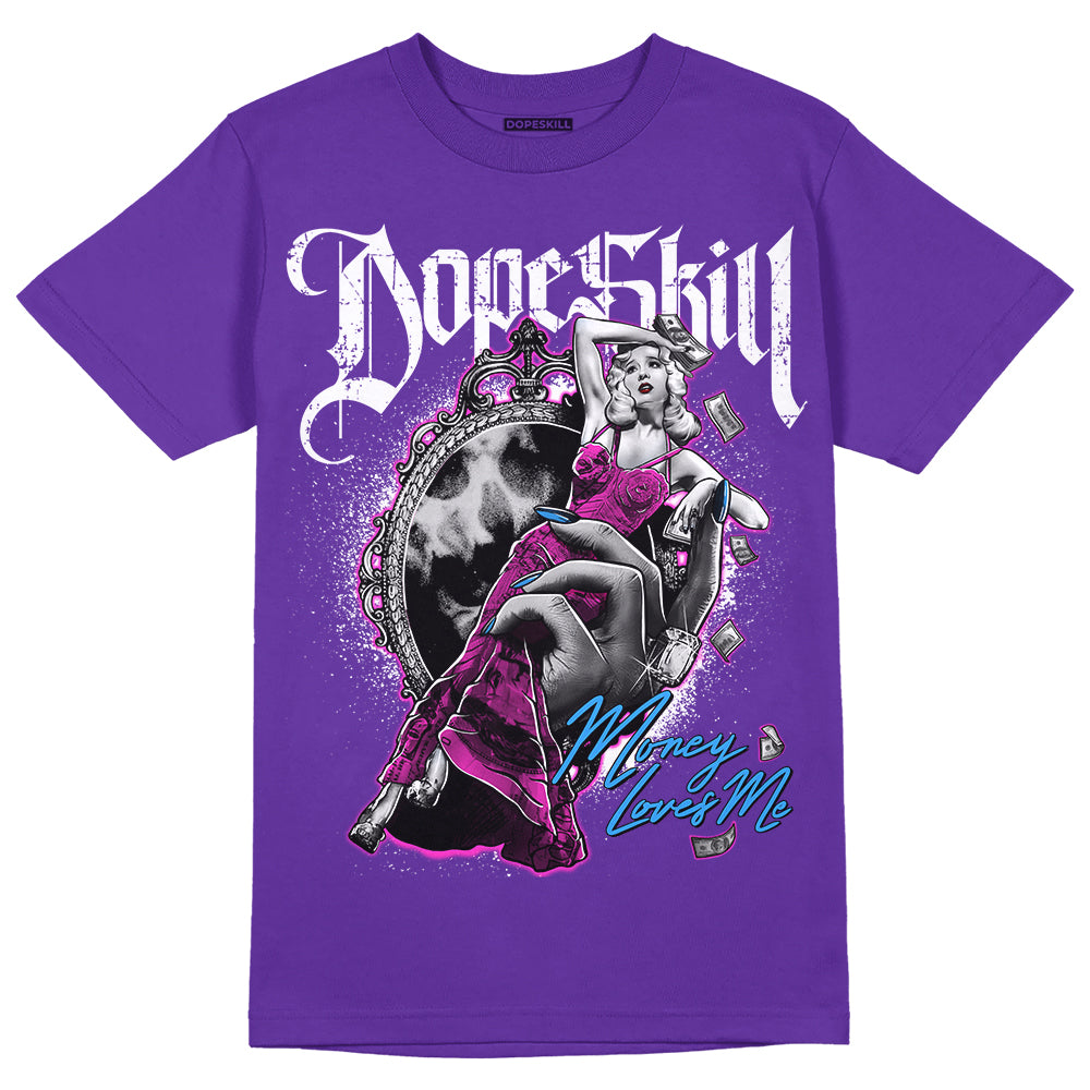 Dunk Low Championship Court Purple DopeSkill Purple T-shirt Money Loves Me Graphic Streetwear