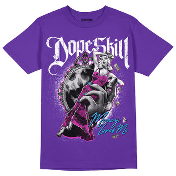 Dunk Low Championship Court Purple DopeSkill Purple T-shirt Money Loves Me Graphic Streetwear