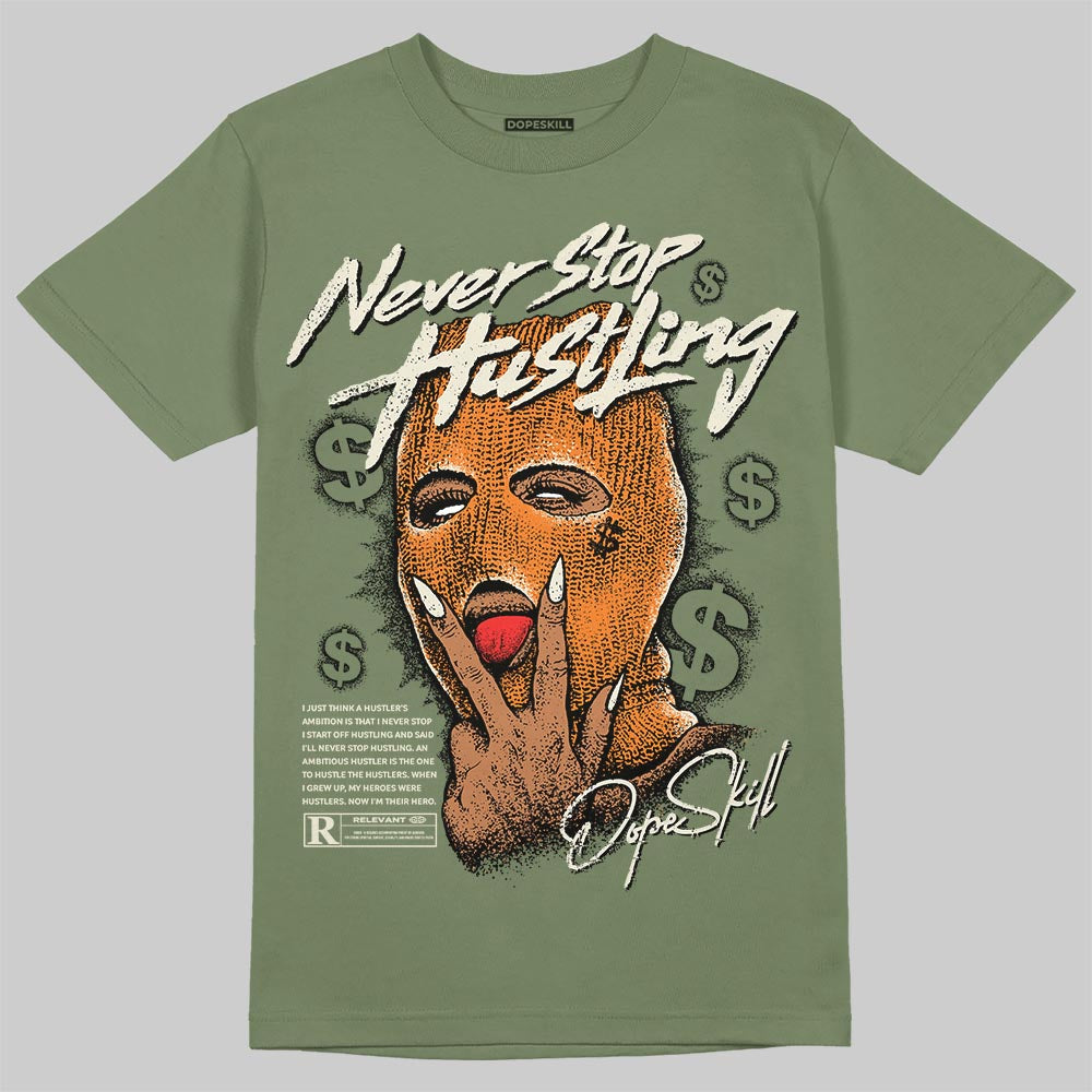 Jordan 4 Retro OG SP Undefeated (2025) DopeSkill T-Shirt Never Stop Hustling Graphic Streetwear - Military Green