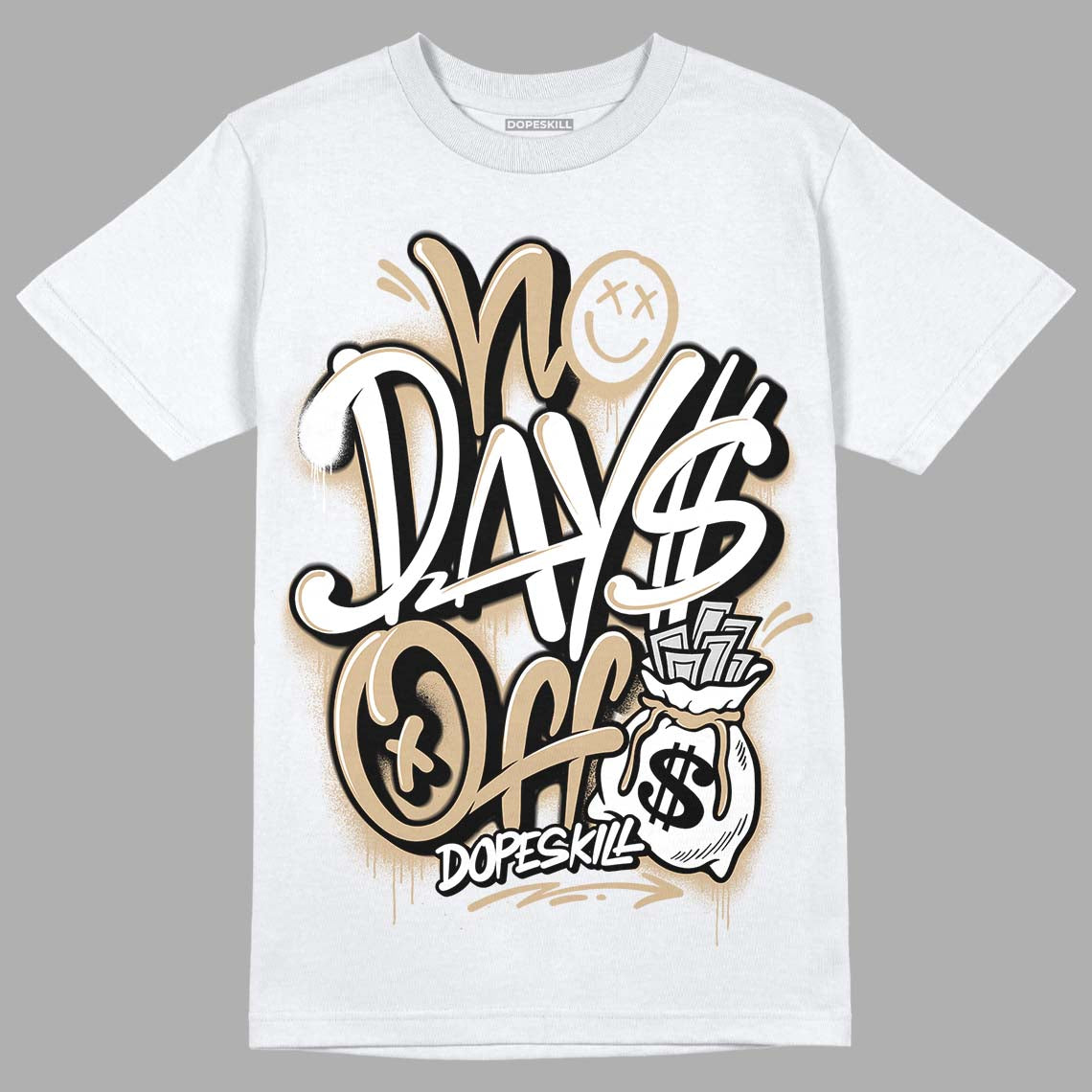 TAN Sneakers DopeSkill T-Shirt No Days Off Graphic Streetwear - White