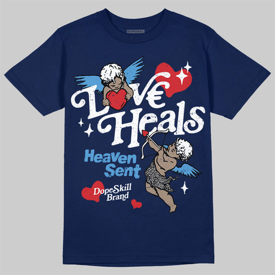 Jordan 3 "Midnight Navy" DopeSkill T-Shirt New Love Heals Graphic Streetwear - navy