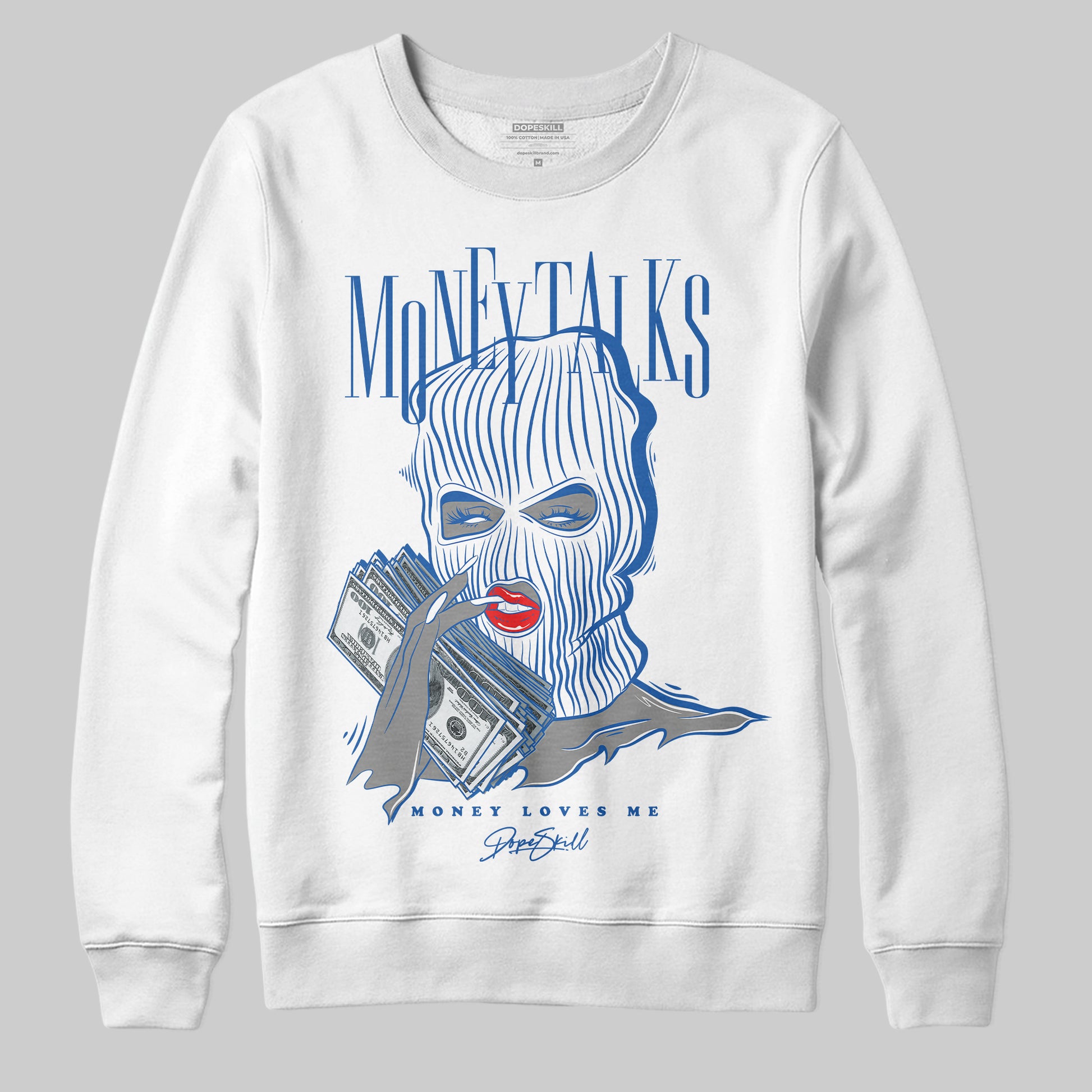 Jordan 12 “Blueberry” DopeSkill Sweatshirt Money Talks Graphic Streetwear - White