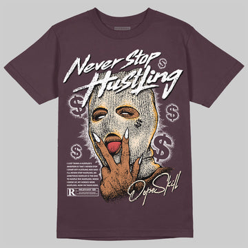 A Ma Maniére x Air Jordan 3 Black Violet Ore DopeSkill Maroon T-shirt Never Stop Hustling Graphic Streetwear