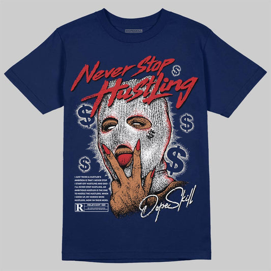 Jordan 11 “Rare Air” DopeSkill T-Shirt Never Stop Hustling Graphic Streetwear - Navy