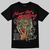 Travis Scott x Jordan 1 Medium Olive DopeSkill T-Shirt Never Stop Hustling Graphic Streetwear - Black