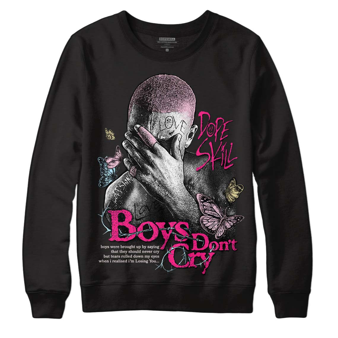 Dunk Low LX Pink Foam DopeSkill Sweatshirt Boys Don't Cry Graphic Streetwear - Black