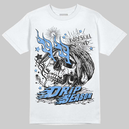 Jordan 5 Black University Blue DopeSkill T-Shirt Drip Season Graphic Streetwear - White