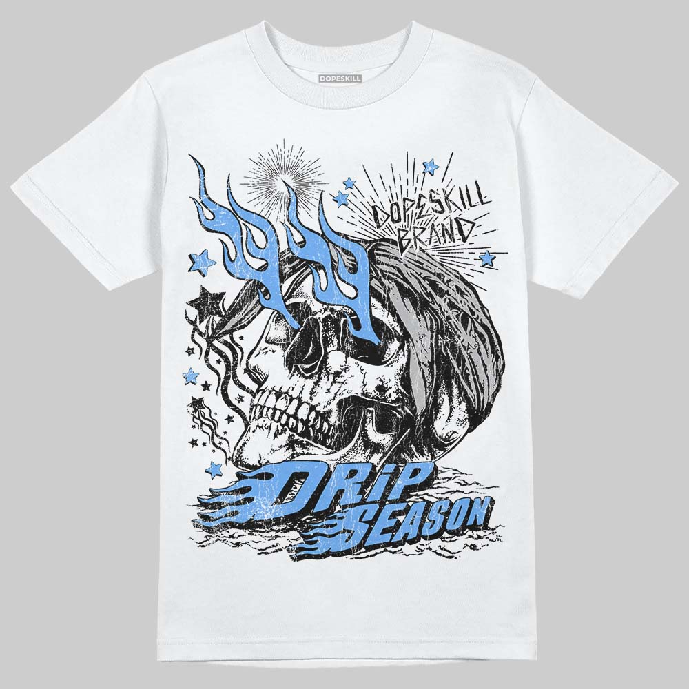 Jordan 5 Black University Blue DopeSkill T-Shirt Drip Season Graphic Streetwear - White