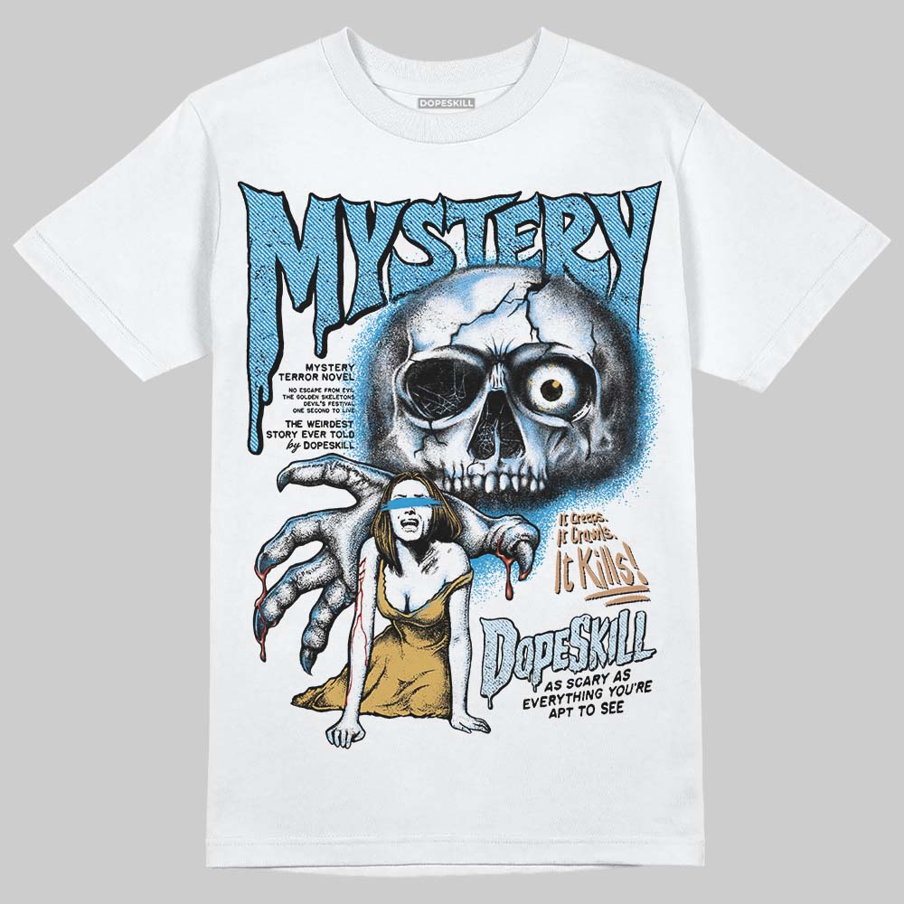 Jordan 4 Denim “Worn Blue” DopeSkill T-Shirt Mystery Ghostly Grasp Graphic Streetwear - White
