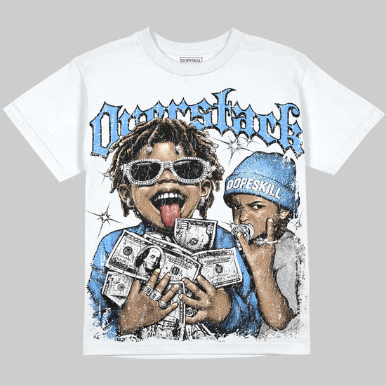 Jordan 5 Black University Blue DopeSkill Oversize Print T-Shirt Overstack Graphic Streetwear - White 