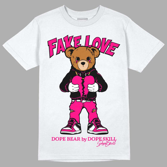 Jordan 1 Low GS “Fierce Pink” Dopeskill T-Shirt Fake Love Graphic Streetwear - White 