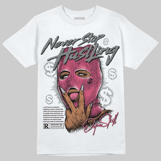 ASICS Gel Kayano 14 Pink Glo DopeSkill T-Shirt Never Stop Hustling Graphic Streetwear - White