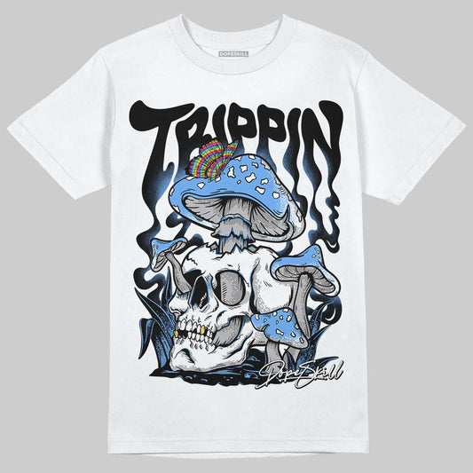 Jordan 5 Black University Blue DopeSkill T-Shirt Trippin Graphic Streetwear - WHite 