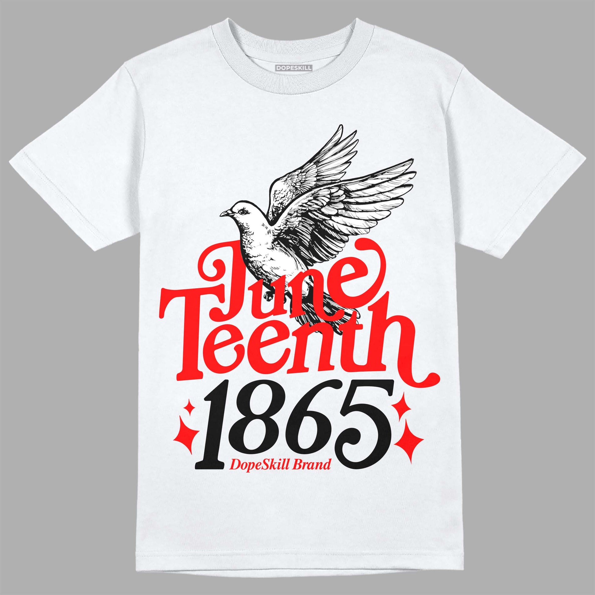 Jordan 1 Retro High OG "Satin Bred" DopeSkill T-Shirt Juneteenth 1865 Graphic Streetwear - White