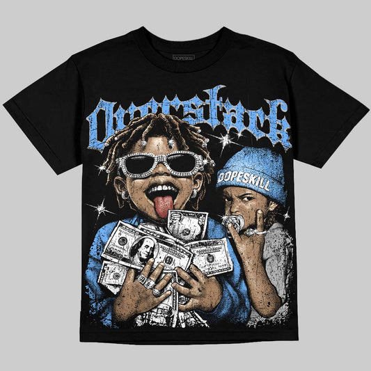 Jordan 5 Black University Blue DopeSkill Oversize Print T-Shirt Overstack Graphic Streetwear - Black