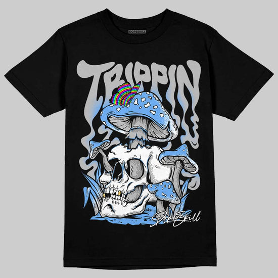 Jordan 5 Black University Blue DopeSkill T-Shirt Trippin Graphic Streetwear - Black