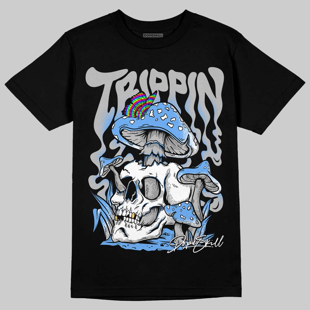 Jordan 5 Black University Blue DopeSkill T-Shirt Trippin Graphic Streetwear - Black