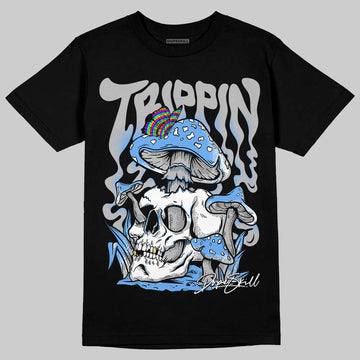 Jordan 5 Black University Blue DopeSkill T-Shirt Trippin Graphic Streetwear - Black