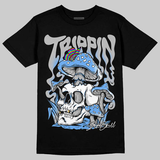 Jordan 5 Black University Blue DopeSkill T-Shirt Trippin Graphic Streetwear - Black