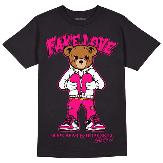 Jordan 1 Low GS “Fierce Pink” Dopeskill T-Shirt Fake Love Graphic Streetwear - Black