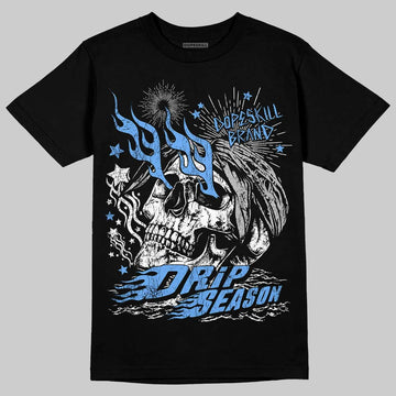 Jordan 5 Black University Blue DopeSkill T-Shirt Drip Season Graphic Streetwear - Black
