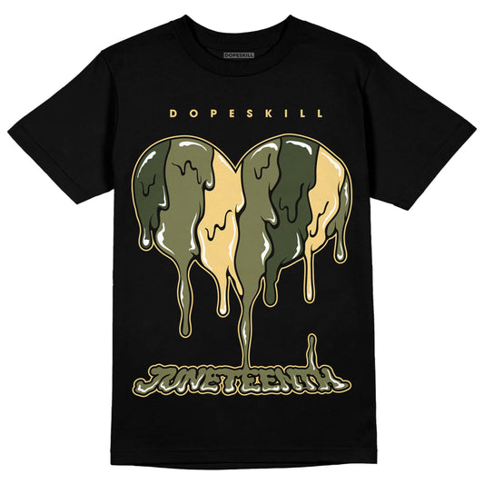 Jordan 4 Retro SE Craft Medium Olive DopeSkill T-Shirt Juneteenth Heart Graphic Streetwear - Black