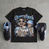 Black University Blue 5s DopeSkill Oversize Print T-Shirt Overstack Graphic