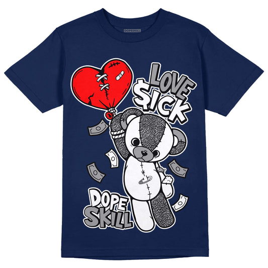 Jordan 3 "Midnight Navy" DopeSkill Navy T-shirt Love Sick Graphic Streetwear