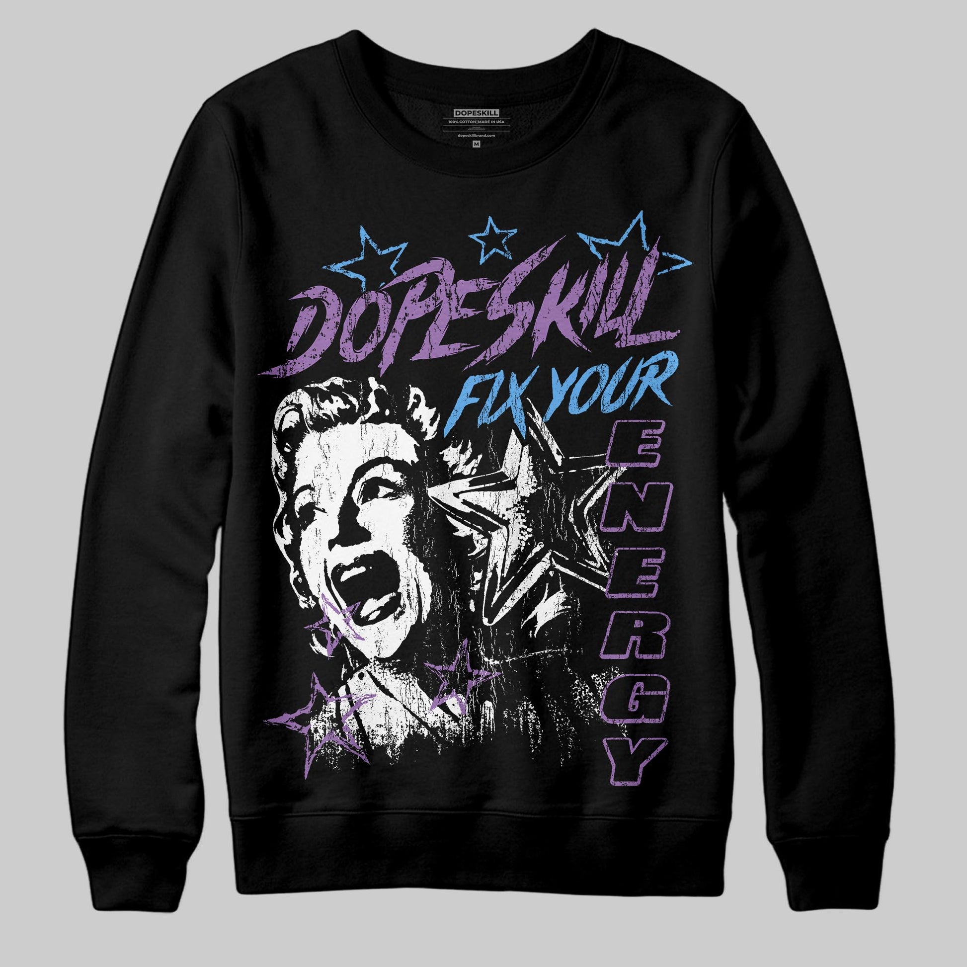 PURPLE Sneakers DopeSkill Sweatshirt Fix Your Energy Graphic Streetwear - black