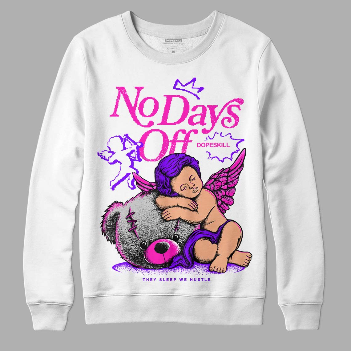 Dunk Low GS “Active Fuchsia” DopeSkill Sweatshirt New No Days Off Graphic Streetwear - White