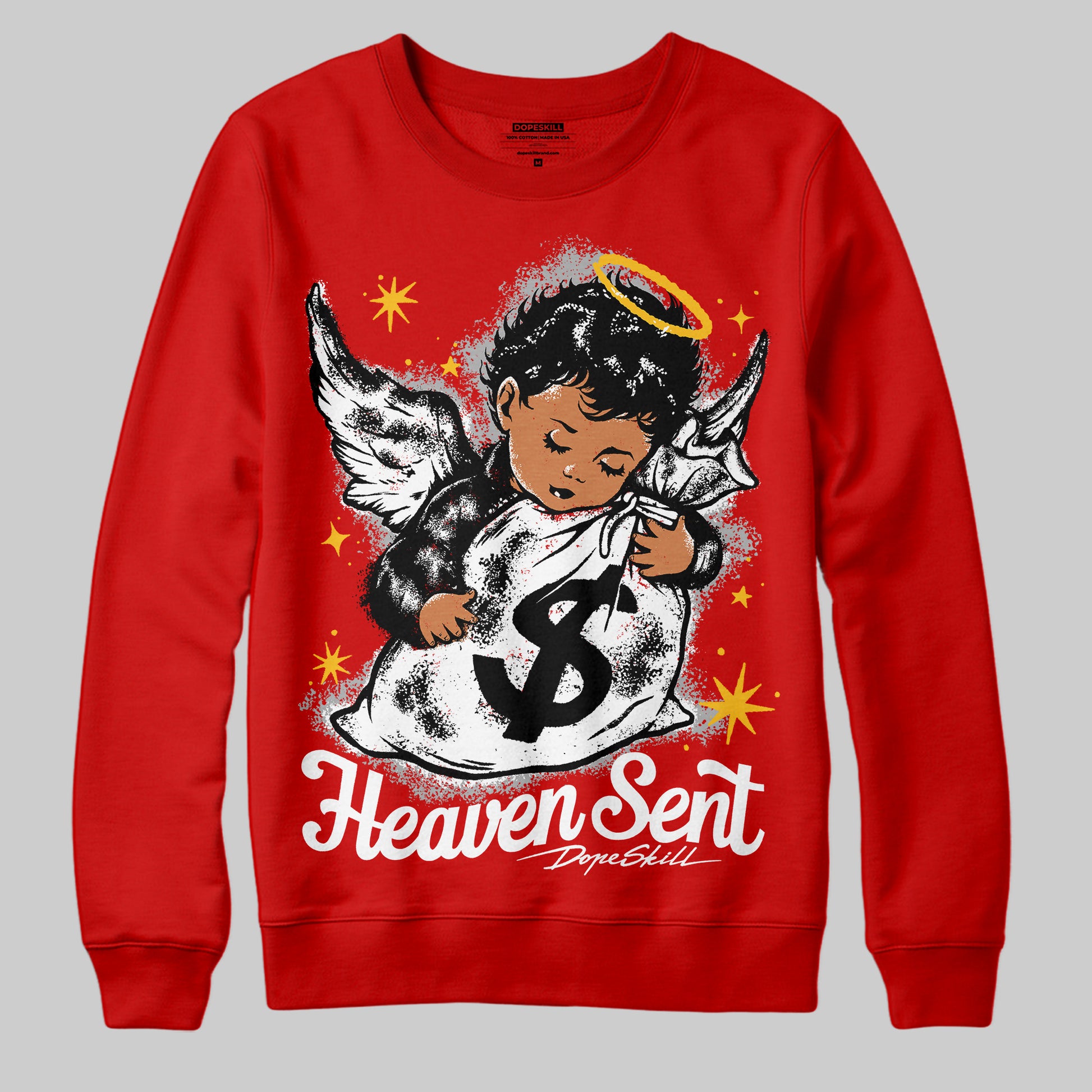 Jordan 11 “Bred Velvet” DopeSkill Red Sweatshirt Heaven Sent Graphic Streetwear