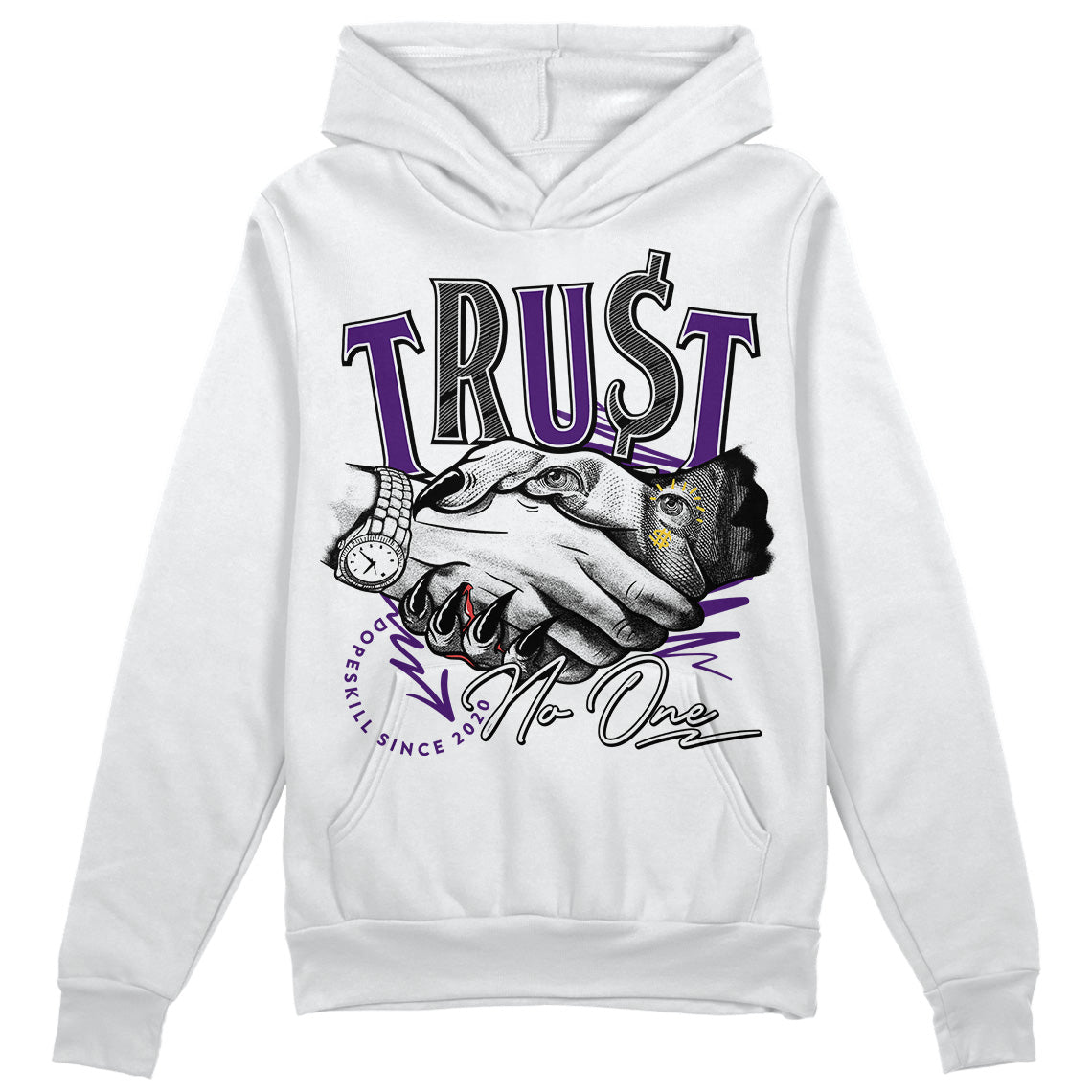 Jordan 12 "Field Purple" DopeSkill Hoodie Sweatshirt Trust No One Graphic Streetwear - WHite