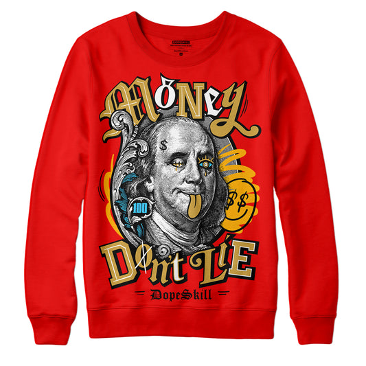 Red Sneakers DopeSkill Red Sweatshirt Money Don't Lie Graphic Streetwear