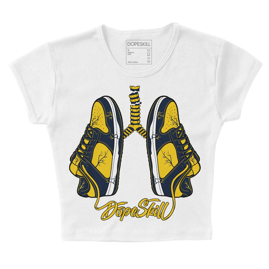 Dunk Low Vintage “Michigan” DopeSkill Women's Crop Top Breathe Graphic Streetwear - White 