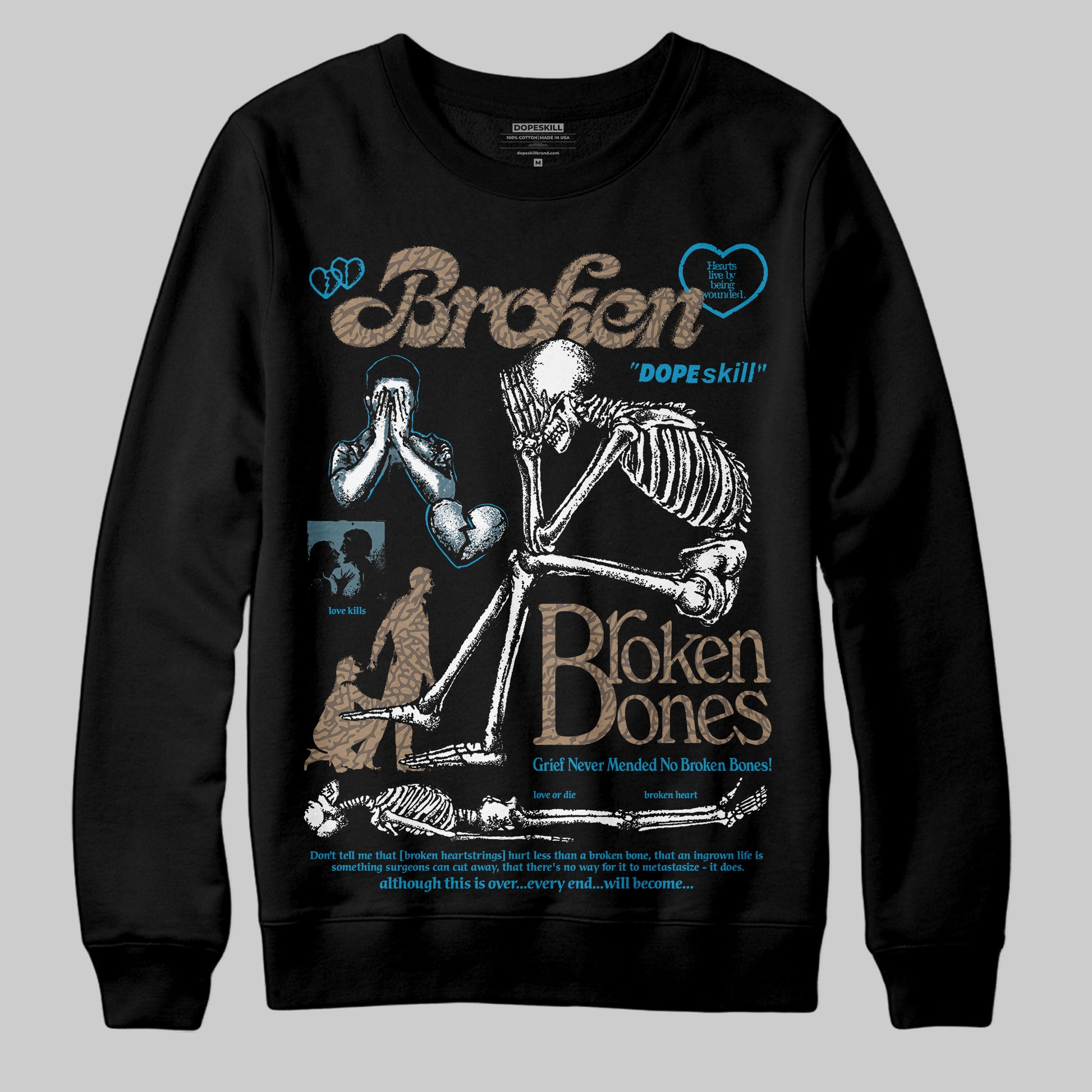 Jordan 3 GS “We Outside” DopeSkill Sweatshirt Broken Bones Graphic Streetwear - Black