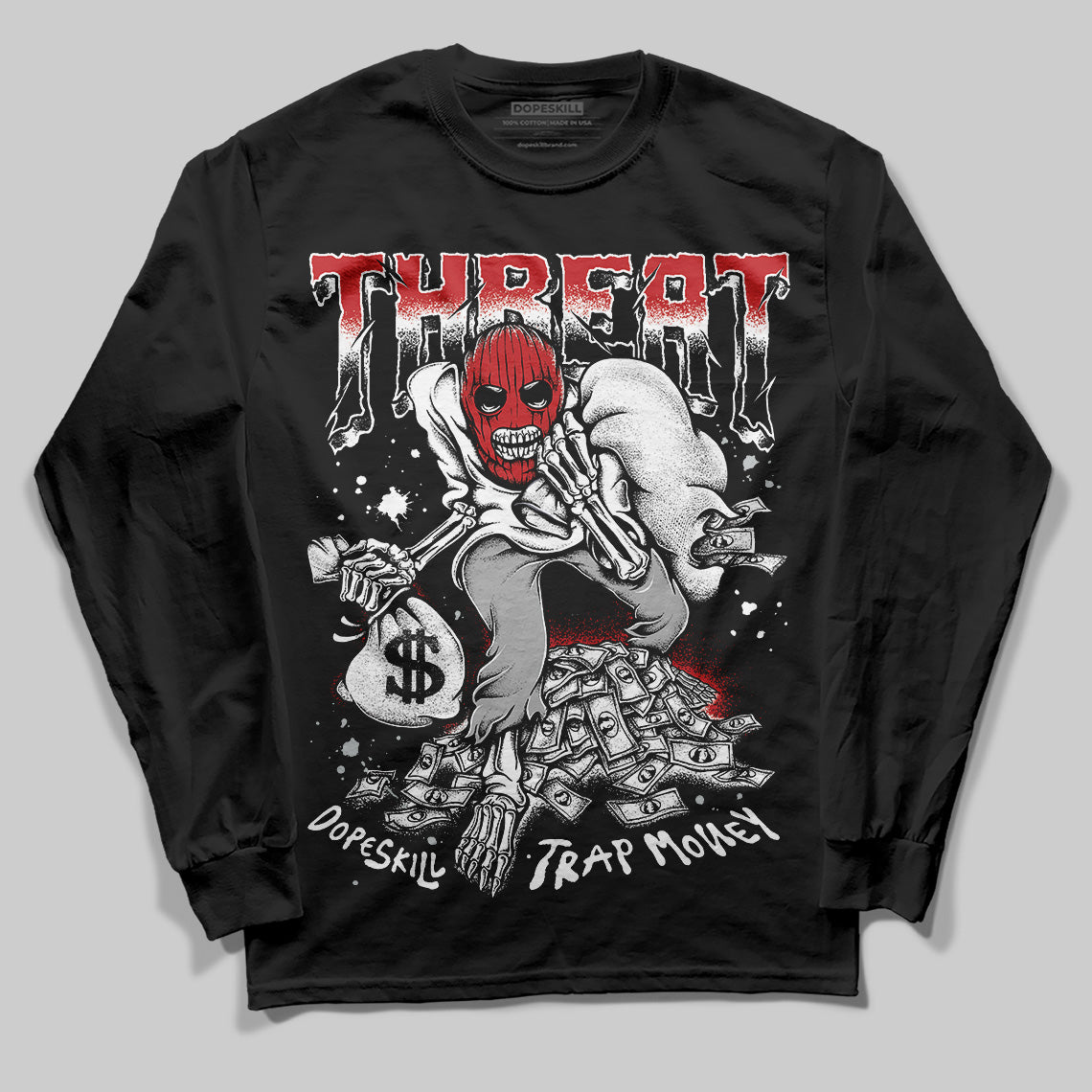 Jordan 11 “Bred Velvet” DopeSkill Long Sleeve T-Shirt Threat Graphic Streetwear - Black