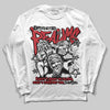 Jordan 5 Retro Fire Red Black Tongue (2025) DopeSkill Long Sleeve T-Shirt Distorted Realms Graphic Streetwear - White 