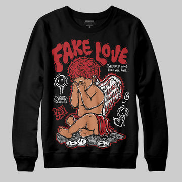 Jordan 1 Retro High OG Black Toe Reimagined DopeSkill Sweatshirt False Love Graphic Streetwear - Black