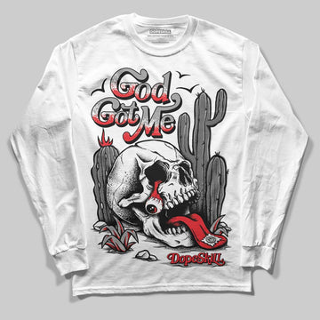 Grey Sneakers DopeSkill Long Sleeve T-Shirt God Got Me Graphic Streetwear - White