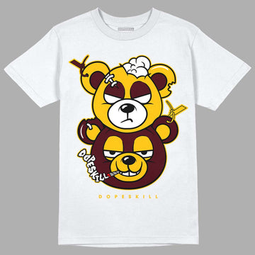 Dunk Yellow Bordeaux DopeSkill T-Shirt New Double Bear Graphic Streetwear - White