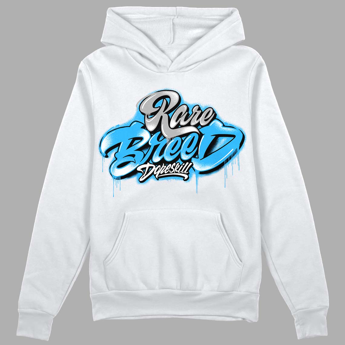 Jordan 2 Low "University Blue" DopeSkill Hoodie Sweatshirt Rare Breed Type Graphic Streetwear - White