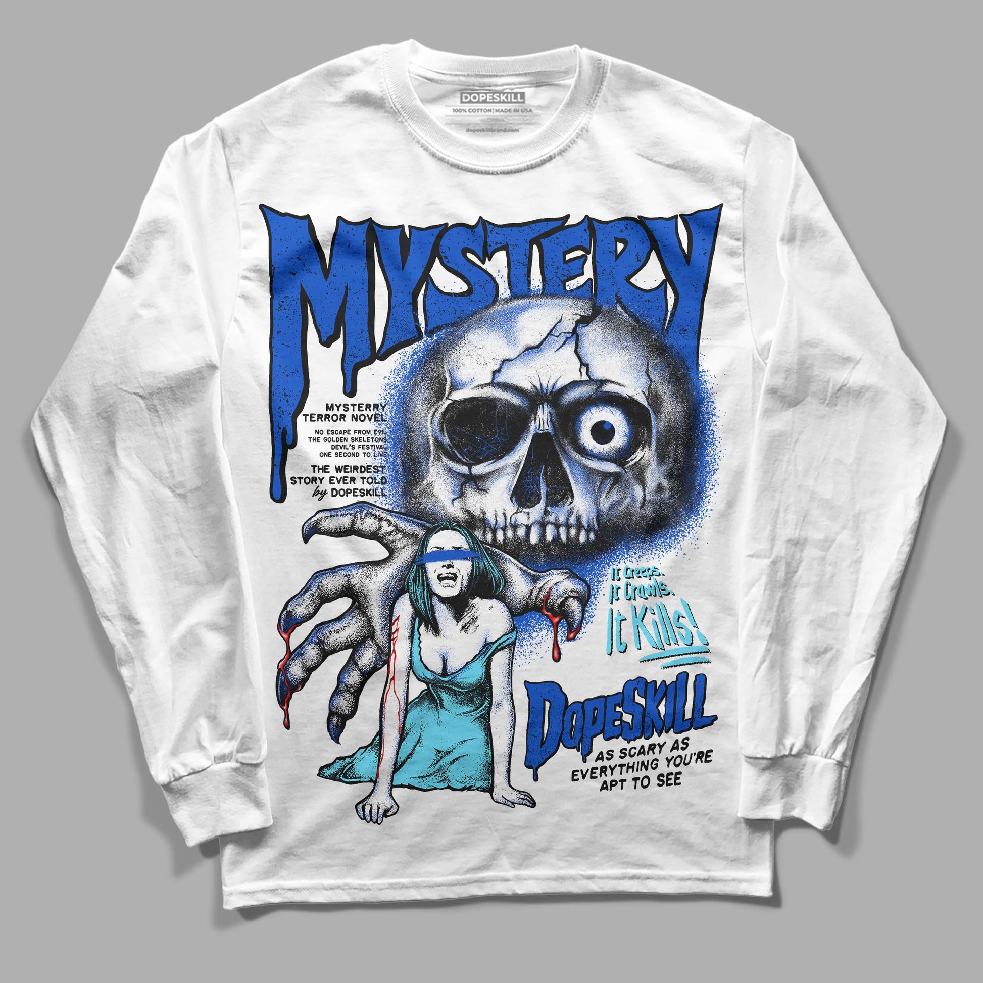 Dunk Low Argon DopeSkill Long Sleeve T-Shirt Mystery Ghostly Grasp Graphic Streetwear - White