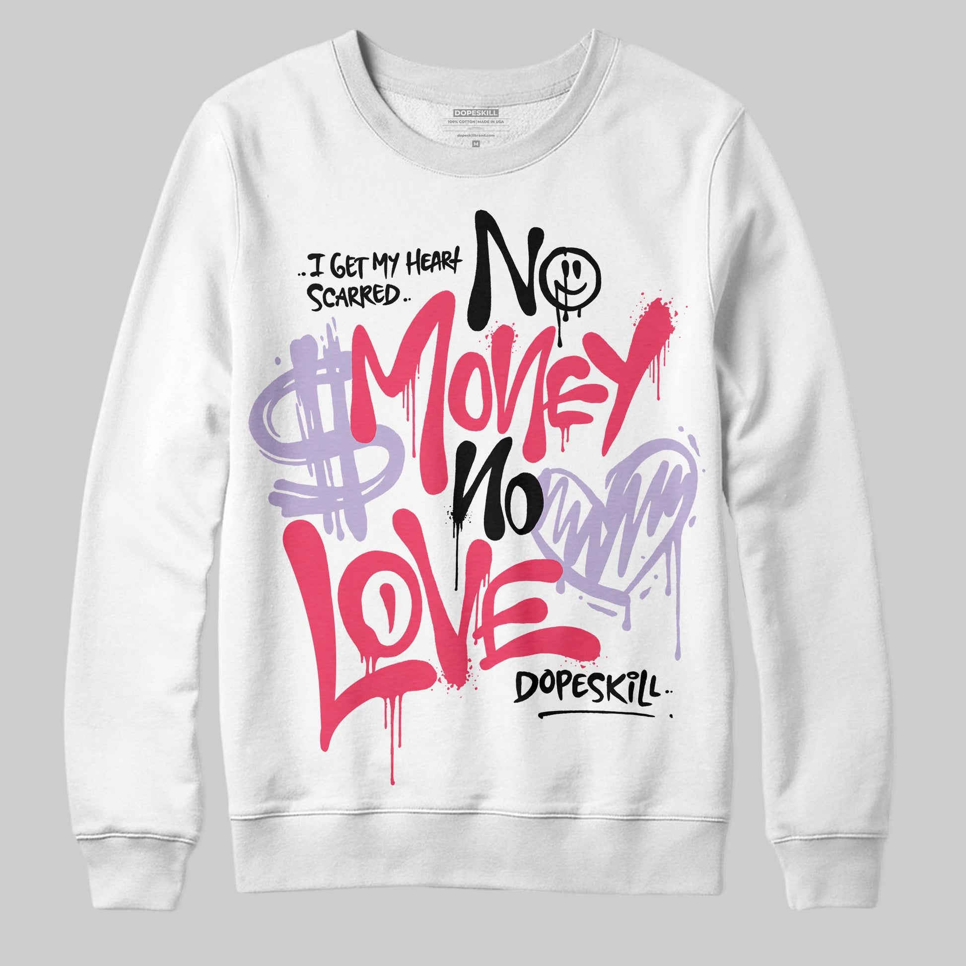 Jordan 5 Low “Peanut Butter Jelly” DopeSkill Sweatshirt No Money No Love Typo Graphic Streetwear - White