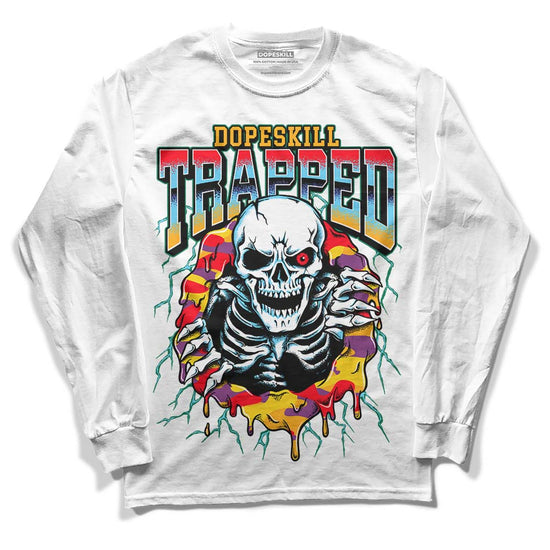 Jordan 1 Mid GS 'Six Championships DopeSkill Long Sleeve T-Shirt Trapped Halloween Graphic Streetwear - White