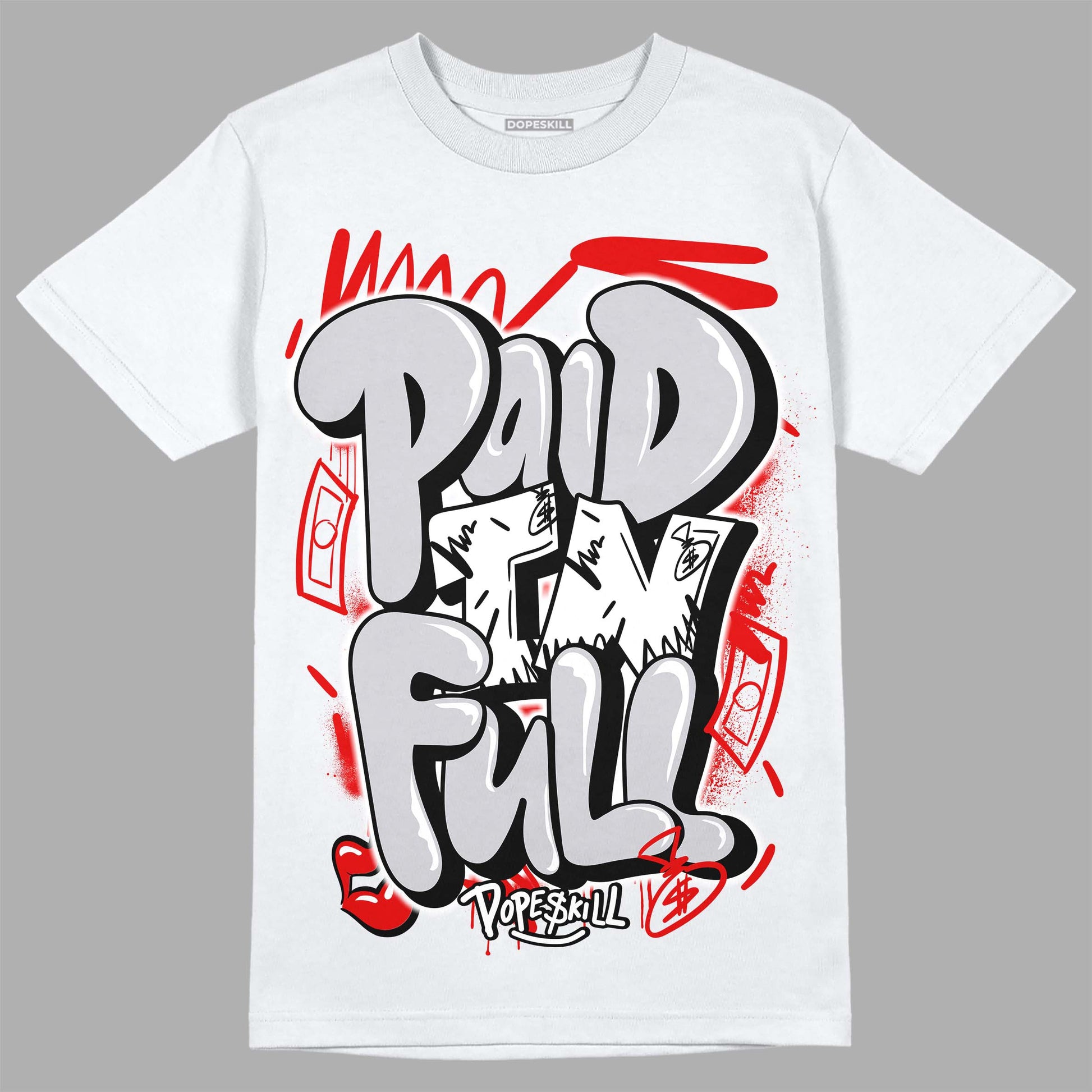 Jordan 2 Retro "Black Cement" DopeSkill T-Shirt New Paid In Full Graphic Streetwear - White