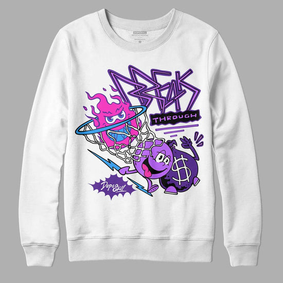 PURPLE Sneakers DopeSkill Sweatshirt Break Through Graphic Streetwear - White