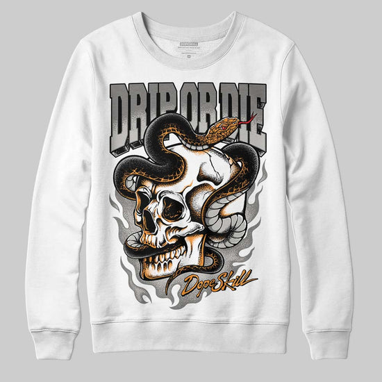 Grey Sneakers DopeSkill Sweatshirt Drip or Die Graphic Streetwear - White 