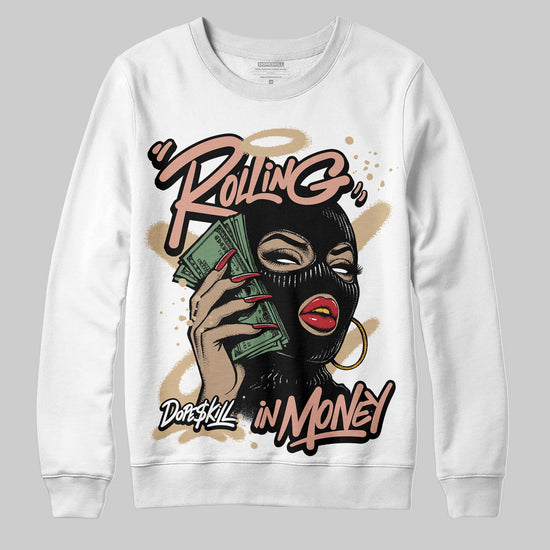 TAN Sneakers DopeSkill Sweatshirt Rolling in Money Graphic Streetwear - White 