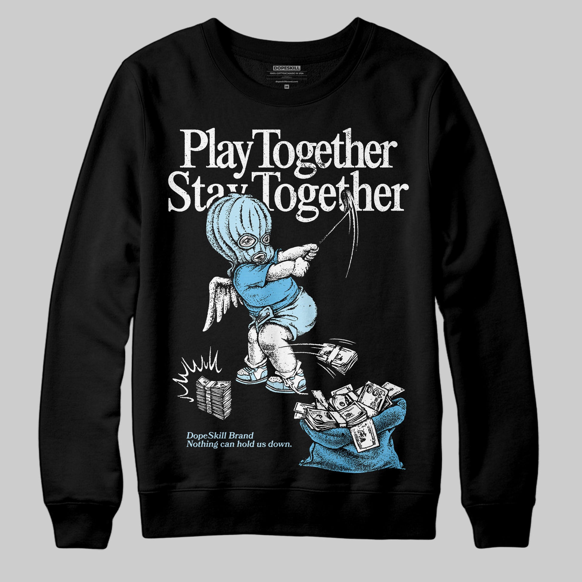 Jordan 11 Retro Legend Blue DopeSkill Sweatshirt Play together, Stay together Graphic Streetwear - Black