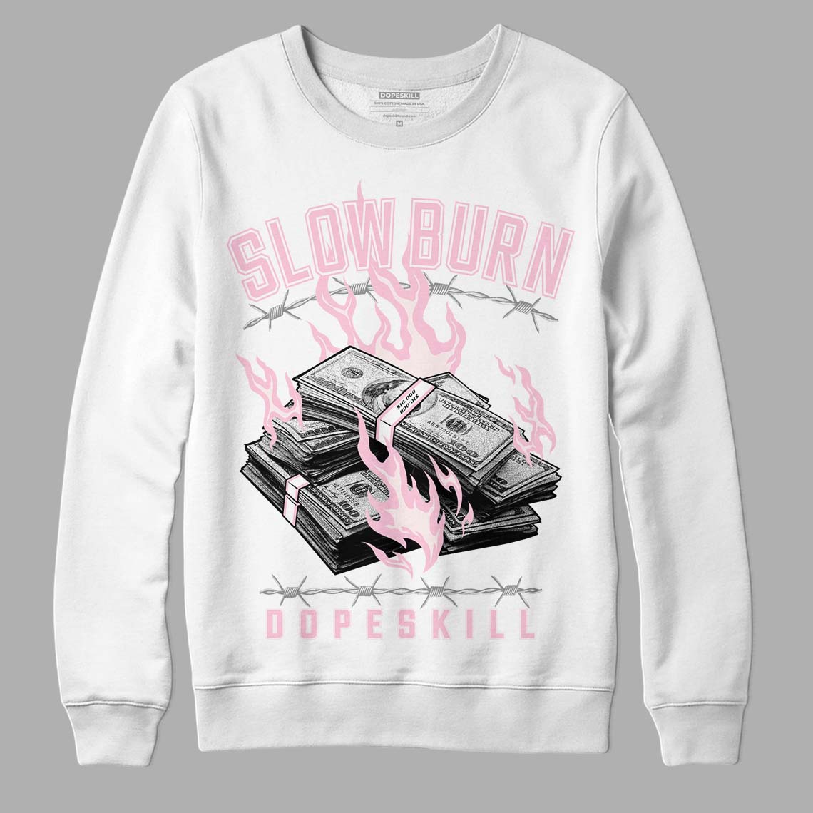 Dunk Low LX Pink Foam DopeSkill Sweatshirt Slow Burn Graphic Streetwear - White